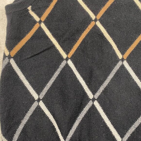 Jaymar Sport Mens Sweater Vest L Lambswool Argyle V-Neck Black Knit Classic - Picture 6 of 8